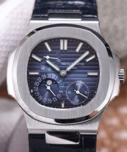 Replica PF Factory Patek Philippe Nautilus 5712/1A-001 Blue Dial Leather Strap - Buy Replica Watches