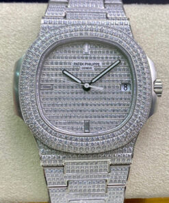 Replica PPF Factory Patek Philippe Nautilus 5719/10G-010 V4 Silver Diamond - Buy Replica Watches