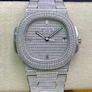 Replica PPF Factory Patek Philippe Nautilus 5719/10G-010 V4 Silver Diamond - Buy Replica Watches