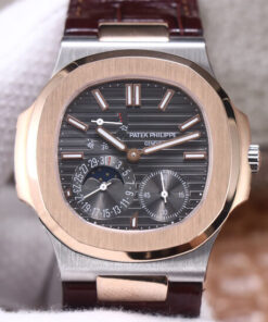 Replica PF Factory Patek Philippe Nautilus 5712GR-001 Rose Gold Leather Belt - Buy Replica Watches
