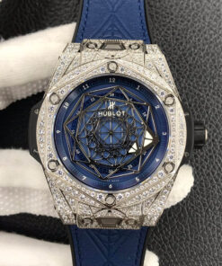 Replica WWF Factory Hublot Big Bang Full Diamond Blue Dial - Buy Replica Watches