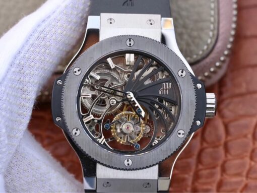 Replica Hublot Big Bang Hollow Tourbillon Ceramic Bezel Skeleton Dial - Buy Replica Watches