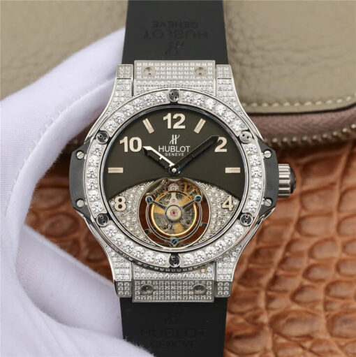 Replica Hublot Big Bang Tourbillon Diamond Black Dial - Buy Replica Watches