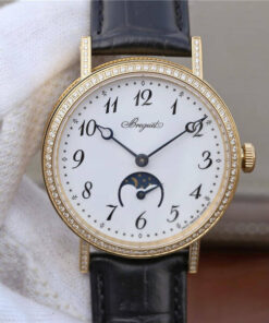 Replica TW Factory Breguet Classique Moonphase 9087BB/29/964 Yellow Gold Diamond - Buy Replica Watches