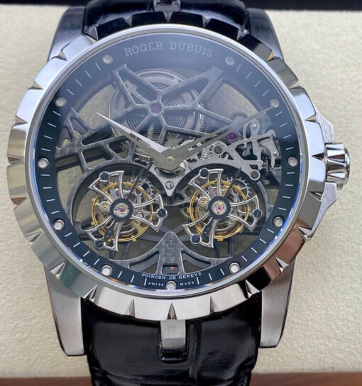 Replica YS Factory Roger Dubuis Excalibur RDDBEX0396 Skeleton Double Tourbillon Dial - Buy Replica Watches