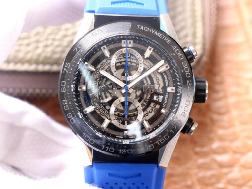 Replica XF Factory TAG Heuer Carrera CAR2A1T.FT6052 Blue Rubber Strap - Buy Replica Watches