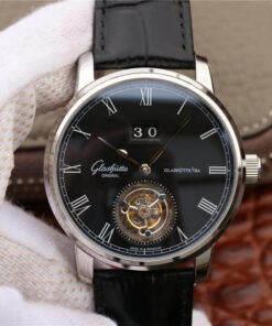 Replica R8 Factory Glashutte Senator Tourbillon 1-94-03-04-04-04 V3 Black Leather Strap - Buy Replica Watches